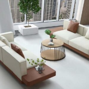 طقم كنب مودرن بنظام الوحدات وتصميم ثنائي اللون